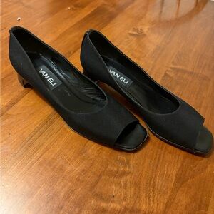Vaneli Black Peep-Toe Low Heel Pumps Size 8.5 N